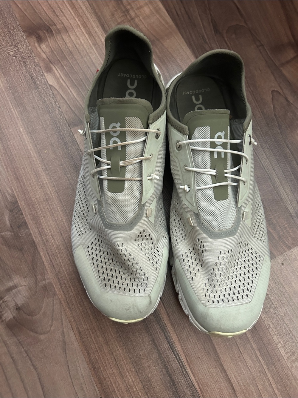 On Running Men's Sneakers in Olive Green and Light Gray